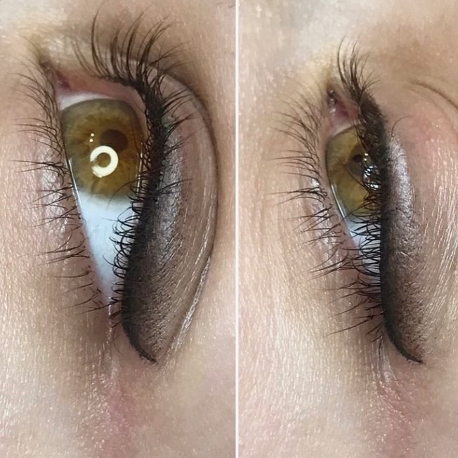 Delineado esfumado del estudio, con el ojo abierto y con el ojo cerrado